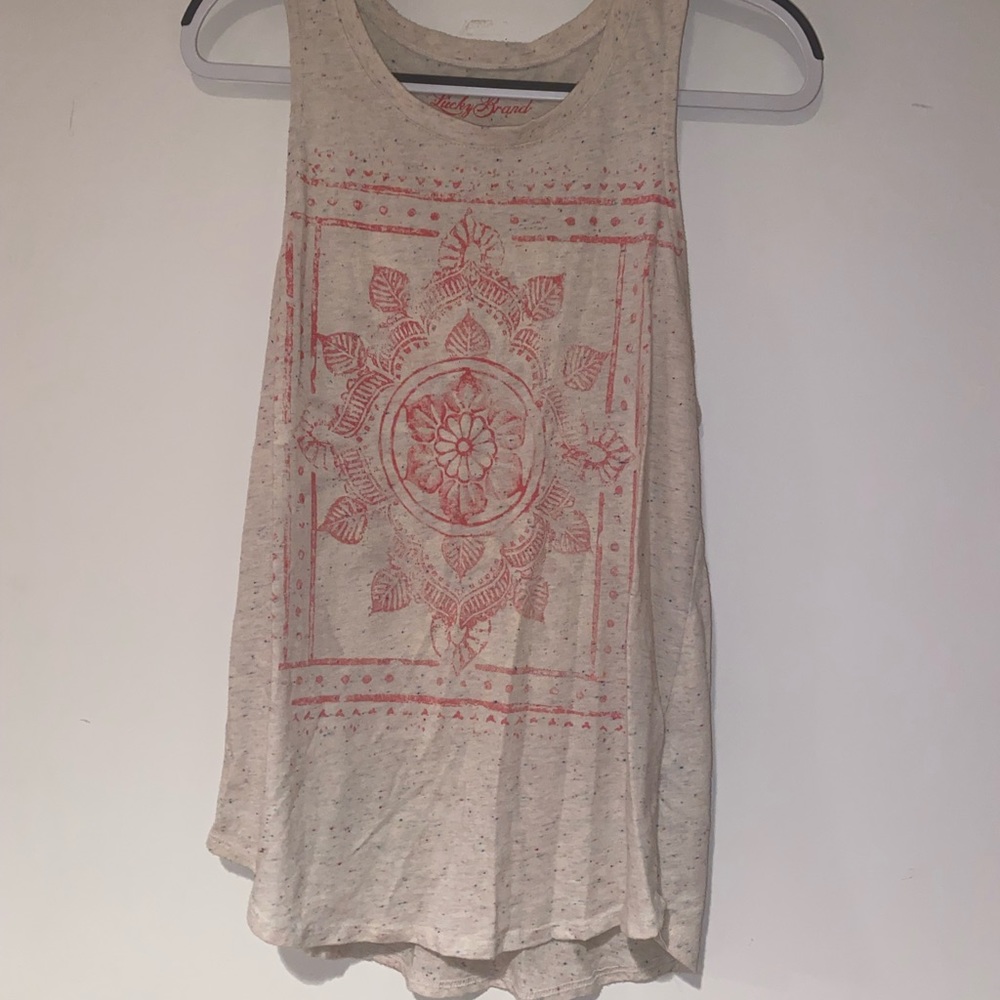 Lucky Brand cream graphic tank, size medium